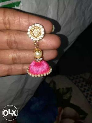 Paired Pink Jhumkas Earring