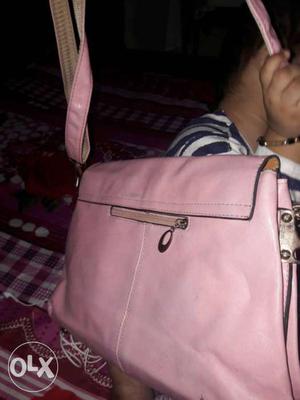 Pink colour leather bag for sale urgent sale