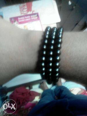 Three Black Beaded Bracelets