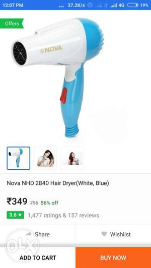 White And Blue Nova NHD  Hair Dryer Screenshot