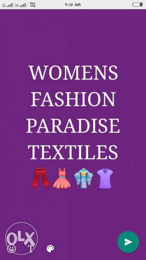 Womens Fashion Paradise Textiles Text On Purple Background