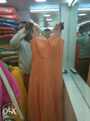 Women's peach colour gown only one time wear