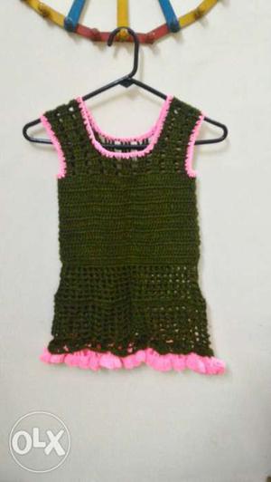 A woollen frock for a 4+ girl...It is crocheted