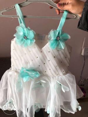 Brand new White frock with Green upper net jacket 1yr-1.5yr