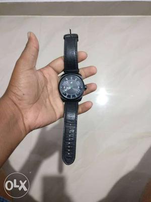 Fastrack Black leather watch neatly used