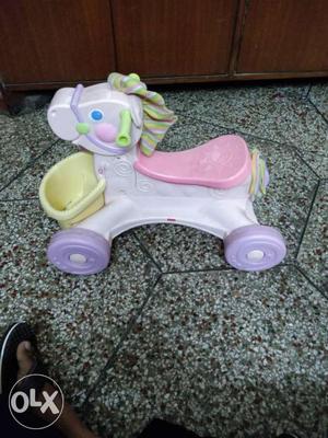 Fisher Price Toddler's Pink And White Plastic Horse Ride-on