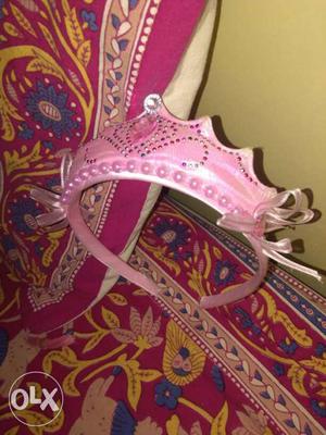 Girl's Pink Plastic Crown Head Band