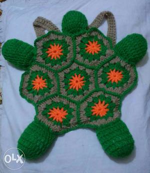 Handmade crochet turtle backpack for kids
