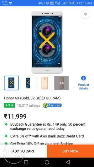 Honor 6x 32gb seal pack with 1 year warranty