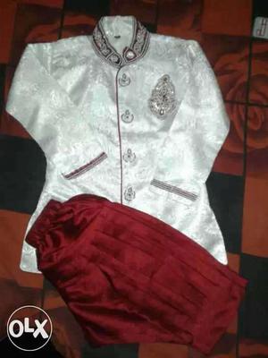 Mehroon and off white western dress for 4to6 year