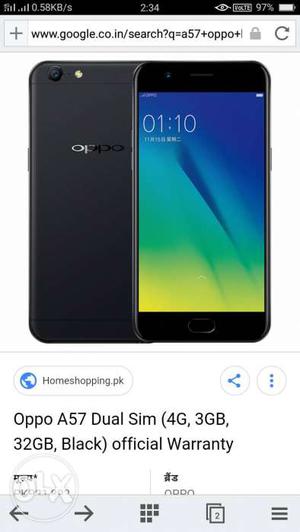 OPPO A57 black colour 4 month old dabba bill