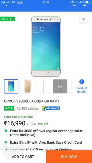 Oppo f3 is in very good condition 4GB and 64GB