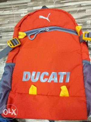 Orange And Gray Ducati Backpack
