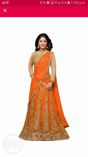Orange And Gray Sari Dress
