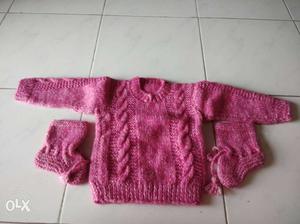 Pink Cable Knit Sweater, handmade