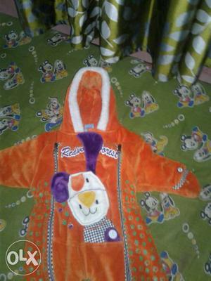Toddler's Orange Puppy Print Hoodie Pajama