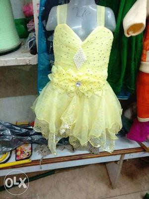 Toddler's Yellow Knitted Tank Top Dress
