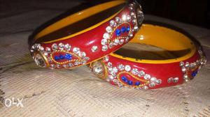 Two Red And Orange Hoop Bangles