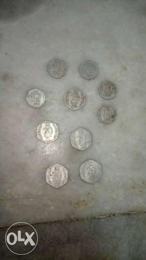 10 n 20 paise coins series from  to 