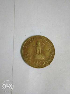 20 Paisa Indian Mahatma Gandhi coin