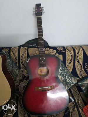 Black And Red Dreadnought Acoustic Guitar