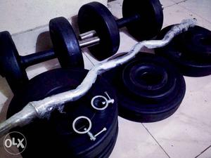 Curved Barbell, Pair Of Adjustable Dumbbells With Weight