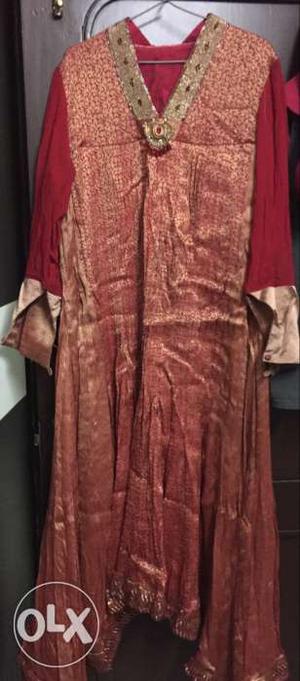 Men's Red And Brown Sherwani