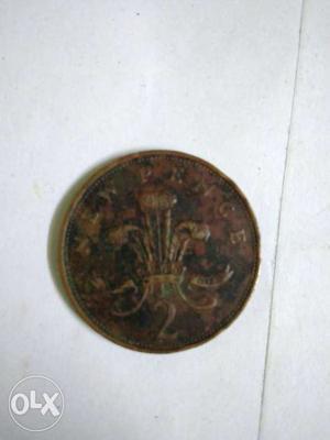 Old coin 2pence  Elizabeth