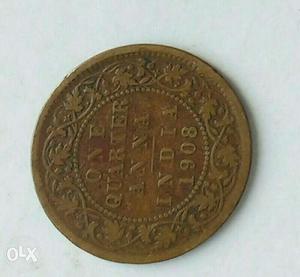 One quarter Anna Edward VII king emperor copper