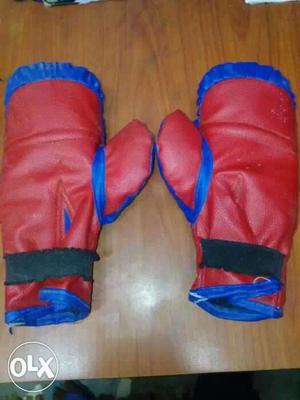 Pair Of Red-and-blue boxing kids Gloves