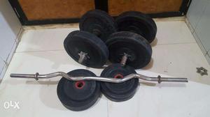 Rubber coated Dumbbell plate -32 kg with rods