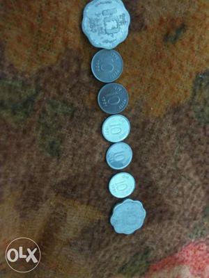 Urgent sale Eight10 paise Silver Coins of 's and 90's