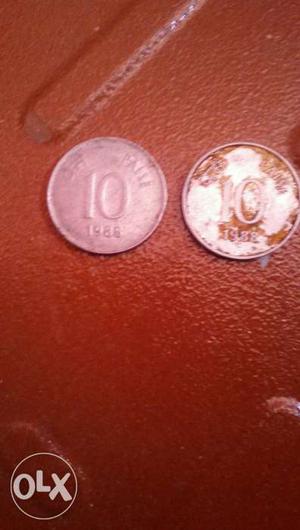  indian10 paise coins(2 coins)