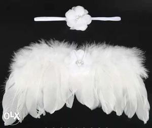 Baby girl feather angel wings and flower band