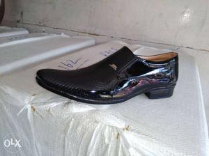 Black Leather Slip-on Dress Shoe