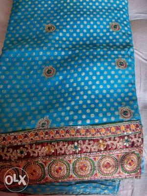 Blue And Red Floral Dupatta Scarf