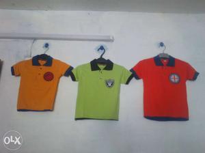 Green, Red, And Orange Polo Shirts