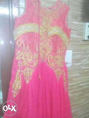 New Women's Pink and golden work gown