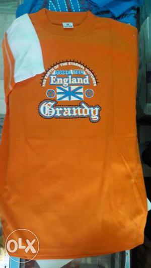 Orange And White England Grandy Printed Shirt