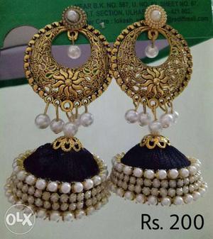 Pair Of Gold-colored Jhumkka Earrings