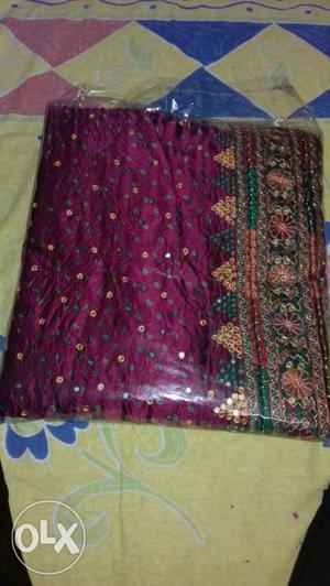 Purple, Brown, And Green Floral Dupatta Scarf