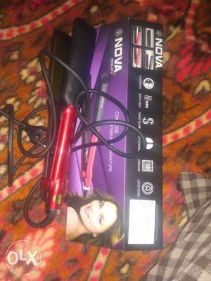 Red And Black Nova Hair Flat Iron With Box