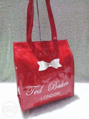 Red Ted Baker London Patent Leather Tote Bag
