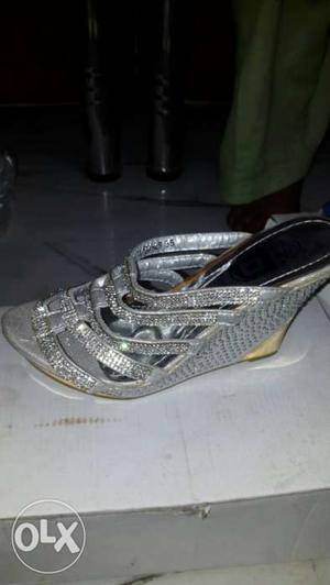 Silver Wedge Sandal