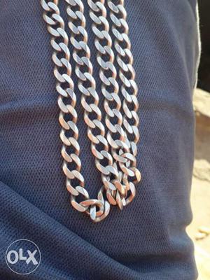 Silver-colored Cuban Chained Necklace