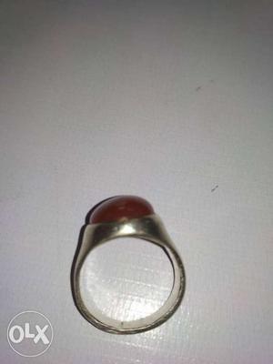 Silver-colored Ring With Red Gemstone ring
