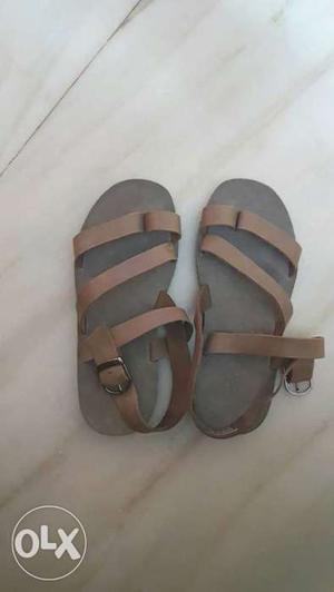 United colours of Benetton Brown Leather Flat Sandals for
