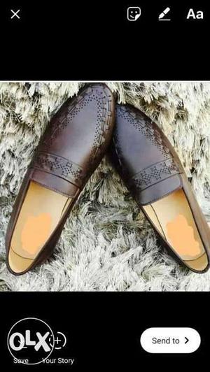 Unused Brown pure leather Shoes Available for