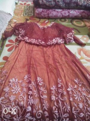Women's Red And Orange Floral Dress