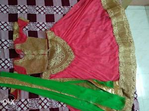 Women's Red-green-and-brown Indian Traditional Dress
